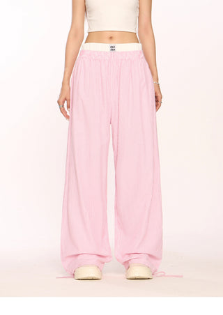 Fake two-piece blue striped trousers