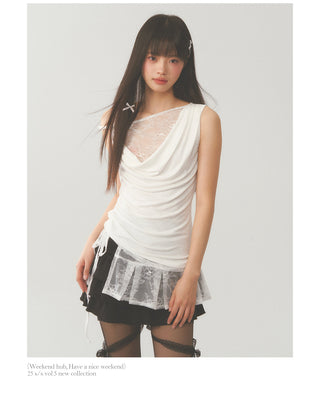 [WEEKH] Pleated short skirt