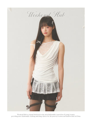 [WEEKH] Pleated short skirt