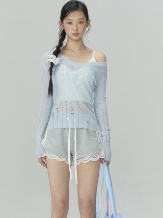 [WEEKH] V-neck knit top