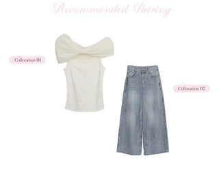 [WEEKH] Off-shoulder bow top
