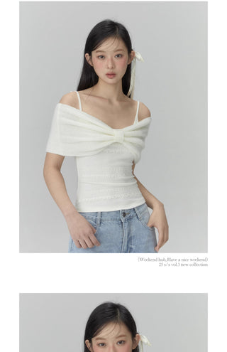 [WEEKH] Off-shoulder bow top