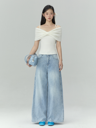 [WEEKH] Off-shoulder bow top