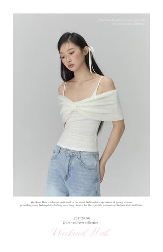 [WEEKH] Off-shoulder bow top