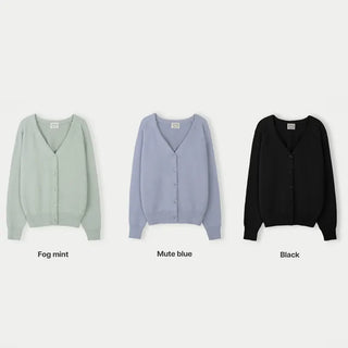 V-neck fluffy cardigan