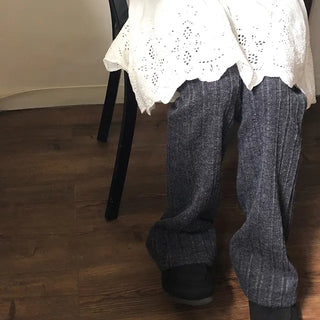 ribbed boot-cut pants