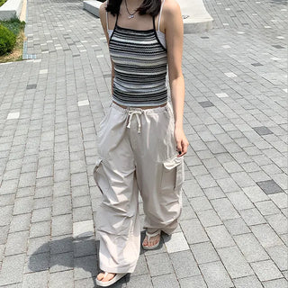 cargo beige wide pants