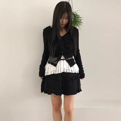 button shirring cardigan