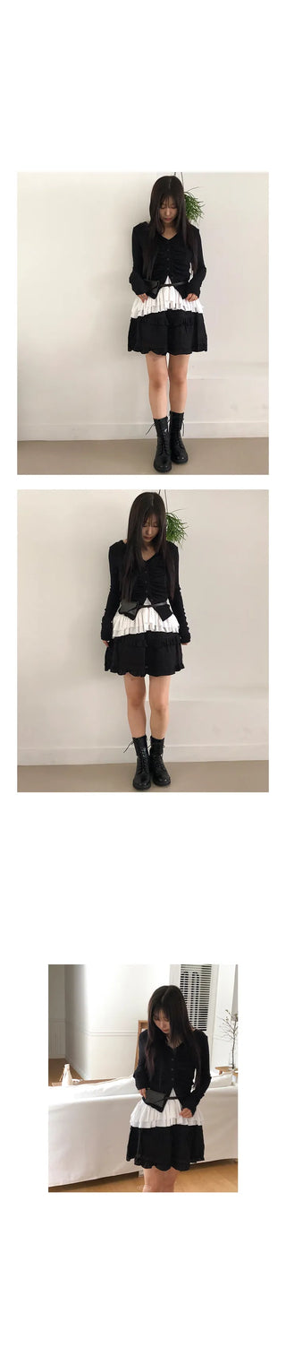 button shirring cardigan