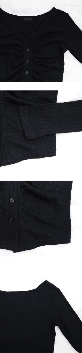 button shirring cardigan