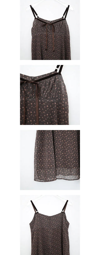 flower velvet string dress