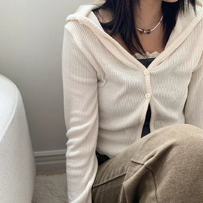 hood ribbed cardigan