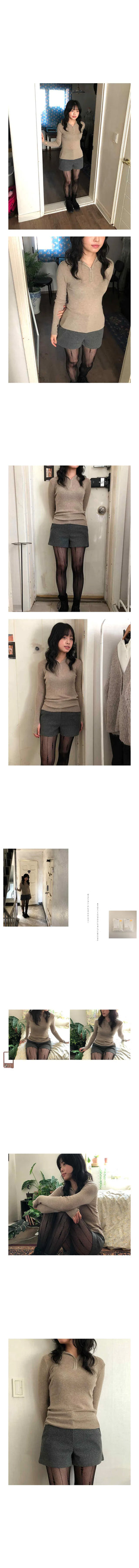 slim zipper hood tee