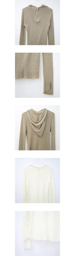 slim zipper hood tee