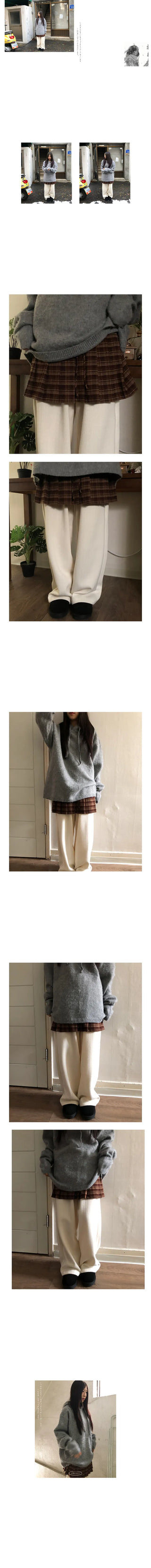 pleats check skirt
