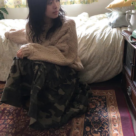 camo midi skirt