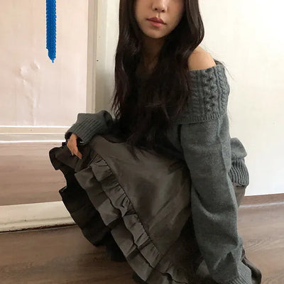 churros off-shoulder knit