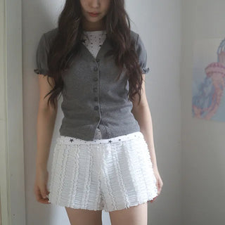 frill puff half cardigan