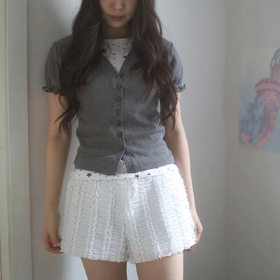 frill puff half cardigan