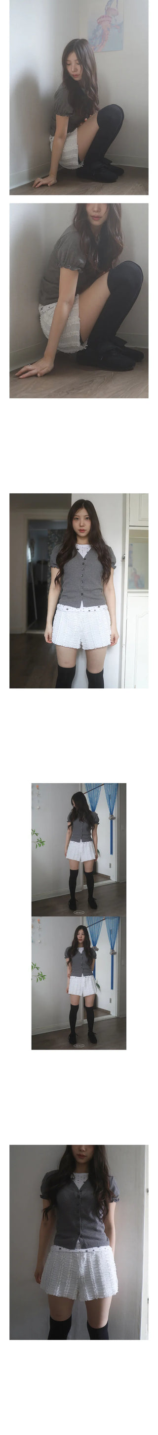 frill puff half cardigan