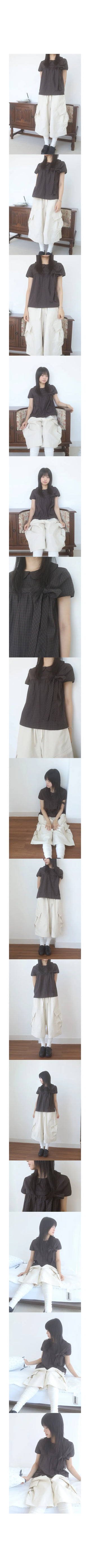 check ribbon blouse