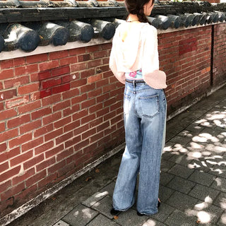 medium washing pants