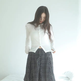 satin button cardigan