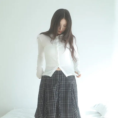 satin button cardigan