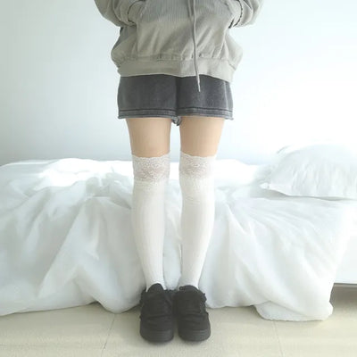 ribbed lace socks