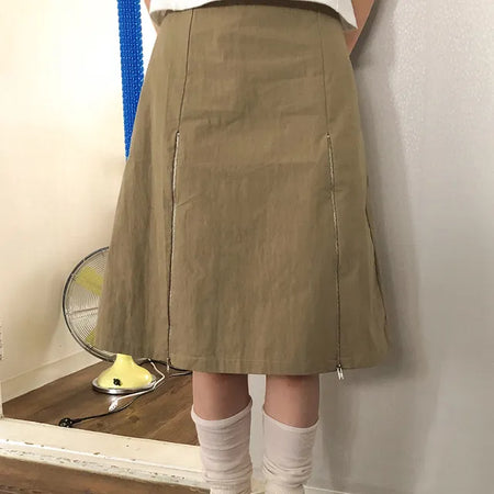 2 zipper midi skirt