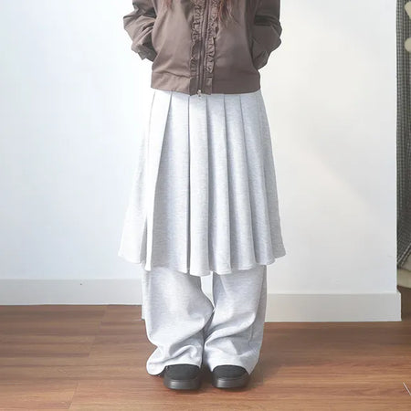 pleats midi skirt pants