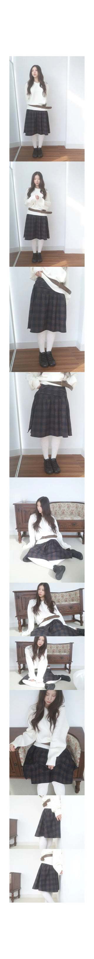 koru belt check skirt