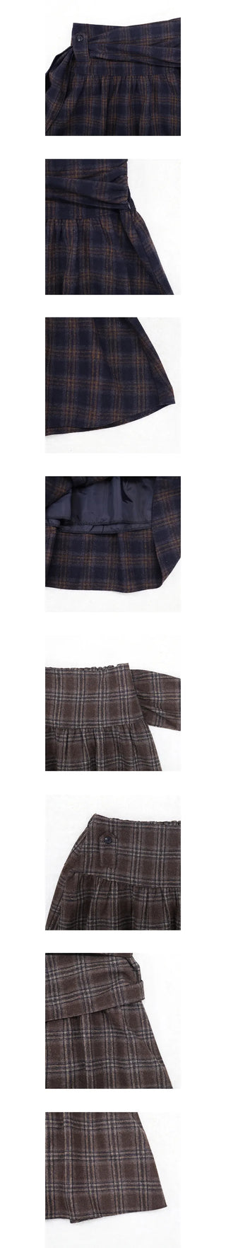 koru belt check skirt