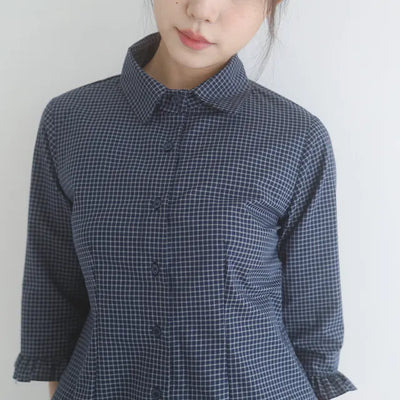 check frill half shirt