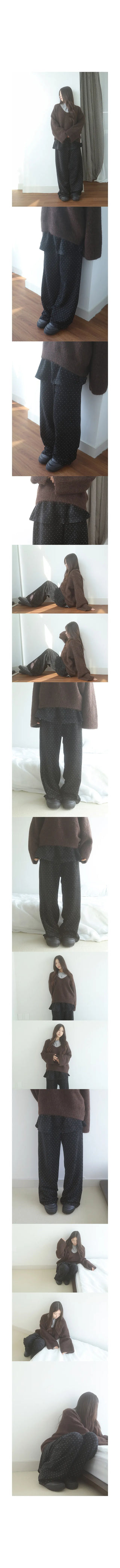 velvet dot skirt pants