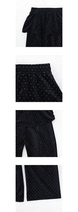 velvet dot skirt pants