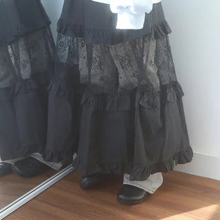 frill bloom lace skirt