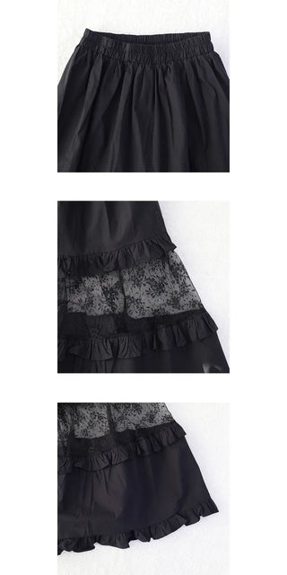 frill bloom lace skirt