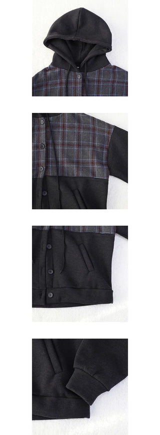 nerua check hood cardigan