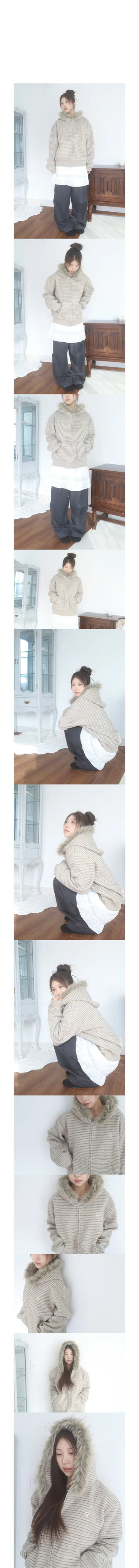 hori stripe hood zipup