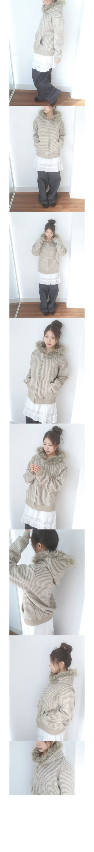 hori stripe hood zipup