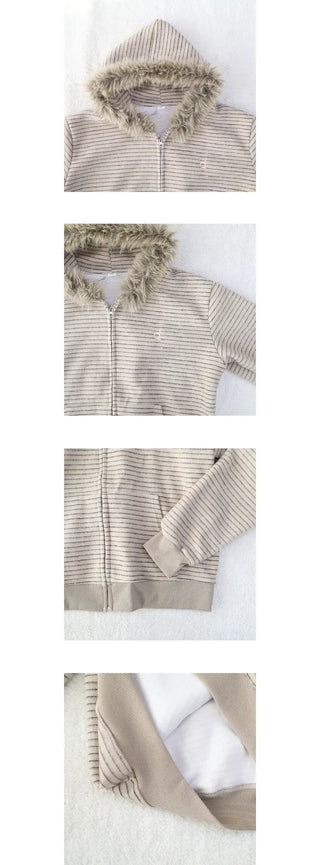 hori stripe hood zipup