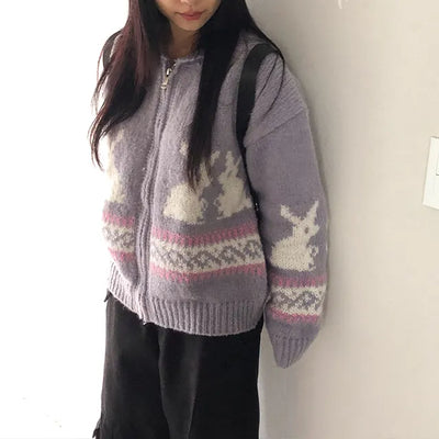 moon rabbit knit cardigan