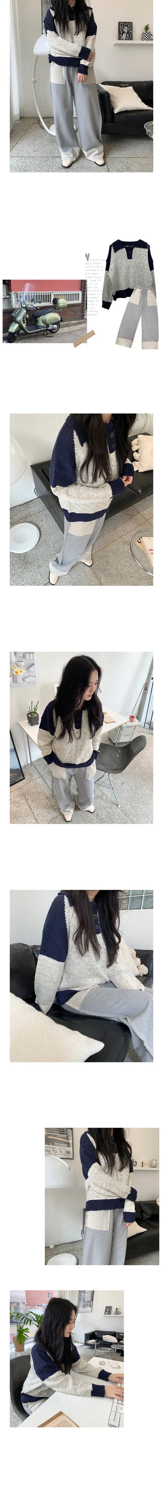 block color button knit