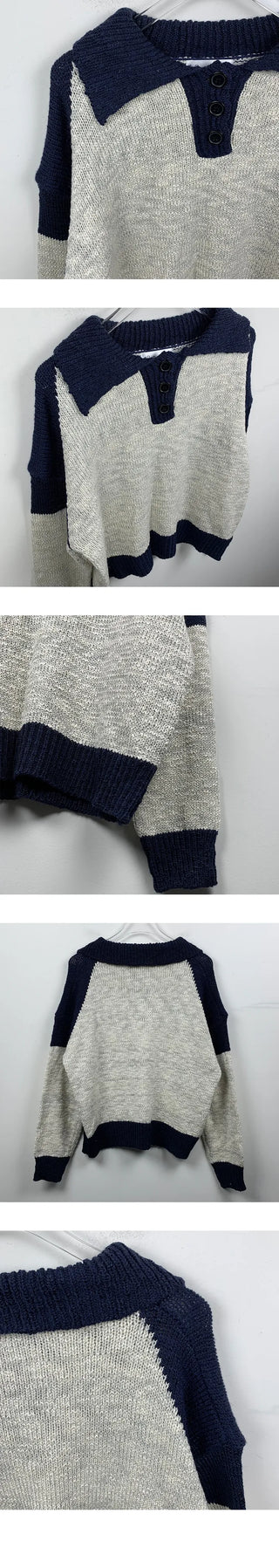 block color button knit