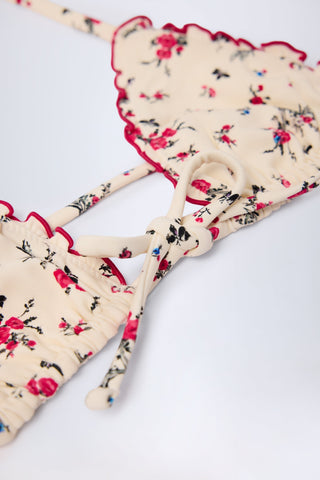 Micro Triangle Bikini Top in Red Floral
