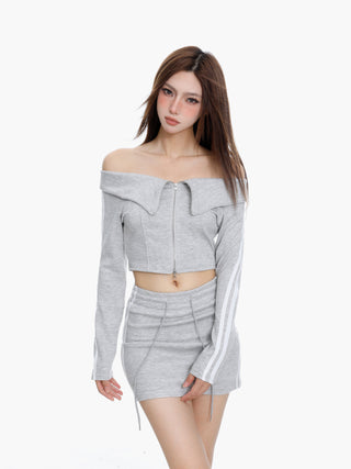 Retro two-piece zipper sweater jacket