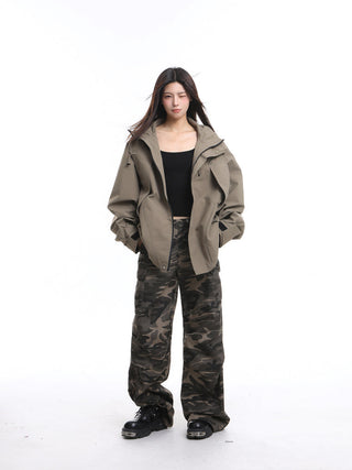 Retro embroidery functional wind jacket