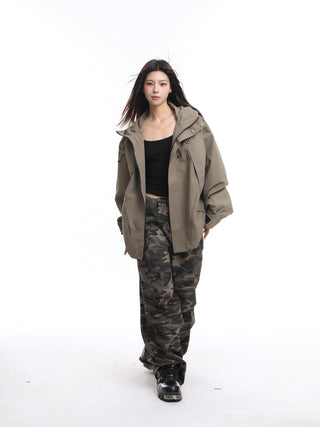 Retro embroidery functional wind jacket