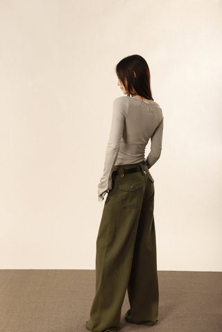 V-neck strap design flared sleeve top